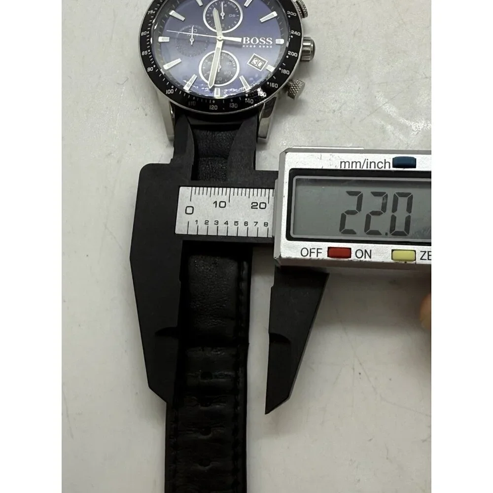 Hugo Boss Men's Watch Stainless Steel HB2841272912 Blue Multi Dial Face Leather